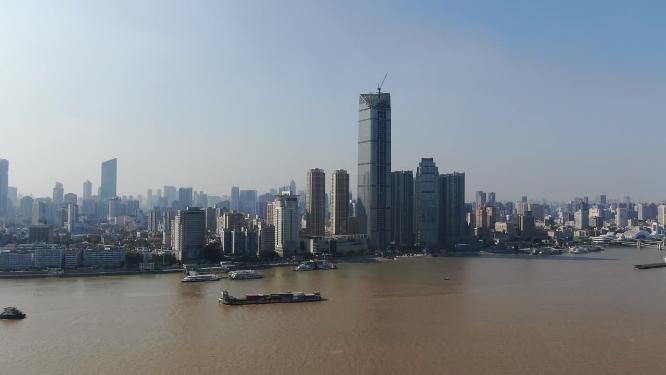 航拍湖北武汉城市天际线武汉大景