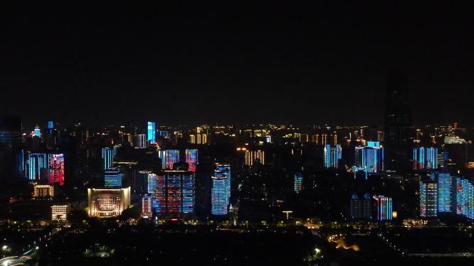 航拍湖北武汉城市夜景灯光