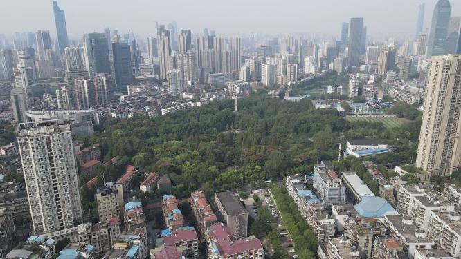 航拍湖北武汉城市天际线武汉大景