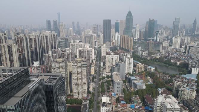 航拍湖北武汉城市建设风光