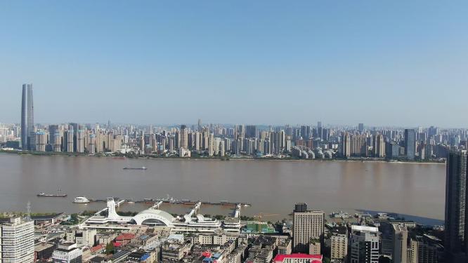 航拍湖北武汉城市建设武汉大景