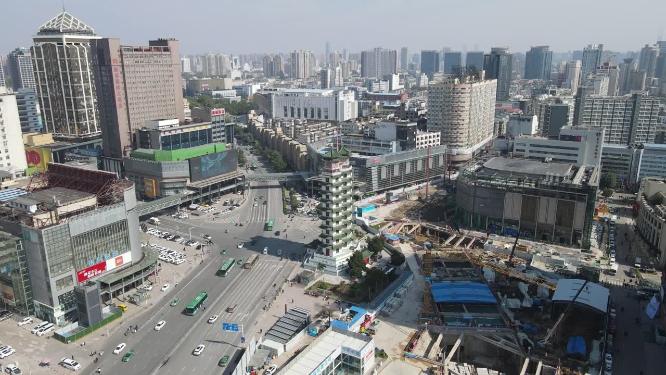 航拍河南郑州二七广场二七纪念塔