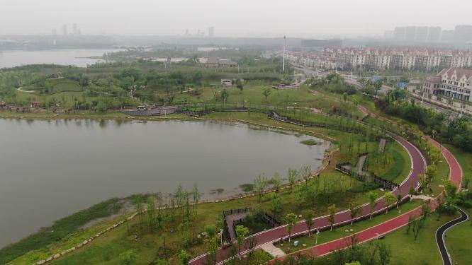 航拍江西南昌九龙湖湿地公园