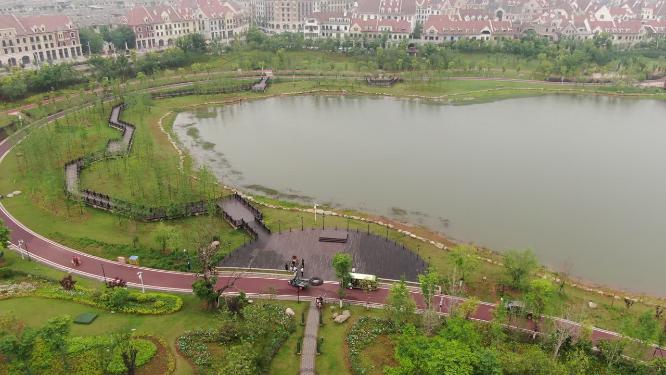 航拍江西南昌九龙湖湿地公园