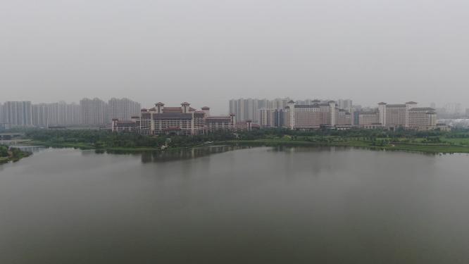 航拍江西南昌九龙湖湿地公园