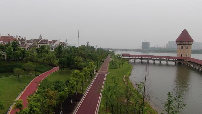 航拍江西南昌九龙湖湿地公园