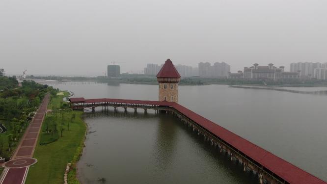 航拍江西南昌九龙湖湿地公园