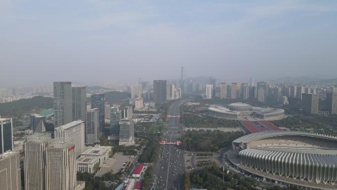 城市航拍山东济南经十路奥体中心