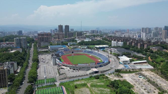 城市航拍湖北宜昌市体育场 