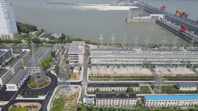 航拍湖北宜昌长江三峡葛洲坝水电站