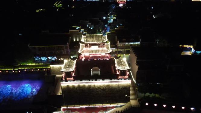 湖南吉首乾州古城4A景区夜景灯光航拍