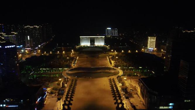 湖南吉首市政府夜景航拍