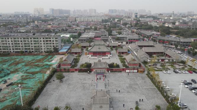 航拍河北石家庄正定古城文庙