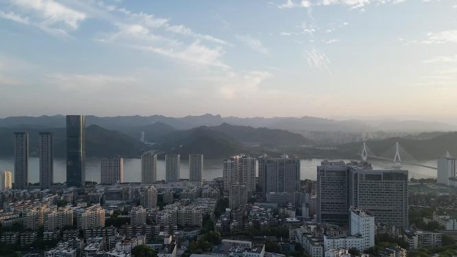 航拍湖北宜昌城市建设宜昌大景
