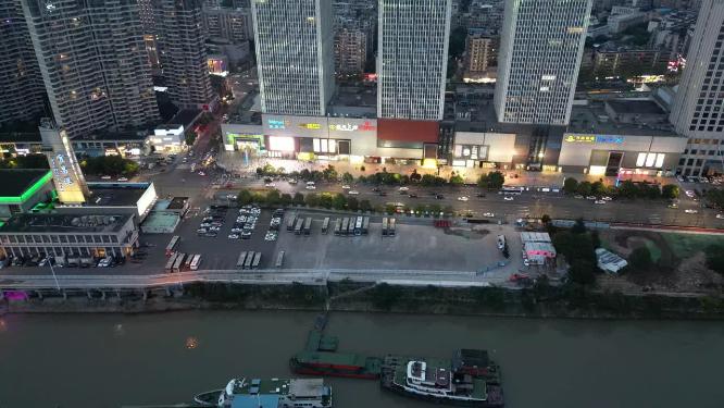 航拍湖北宜昌三峡旅游度假区宜昌港夜景