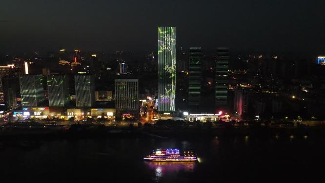 航拍湖北宜昌城市建设宜昌夜景灯光
