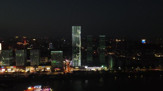 航拍湖北宜昌城市建设宜昌夜景灯光
