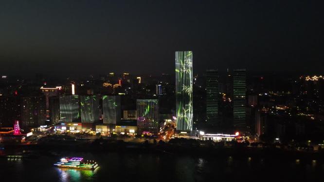 航拍湖北宜昌城市建设宜昌夜景灯光