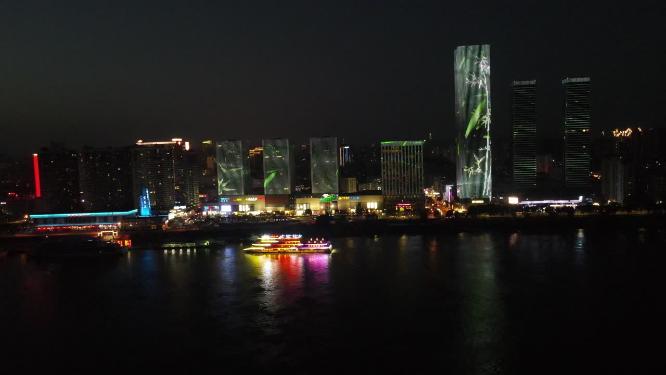 航拍湖北宜昌城市建设宜昌夜景灯光