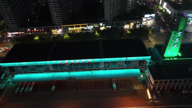 航拍湖北宜昌沿江大道宜昌夜景