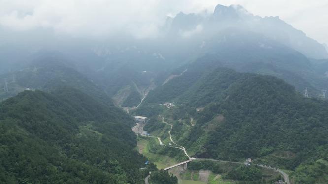 航拍湖北宜昌高山长江风光