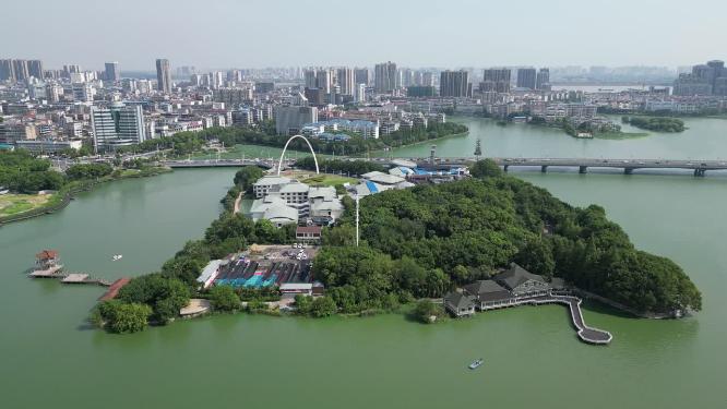航拍湖北鄂州凤凰山庄