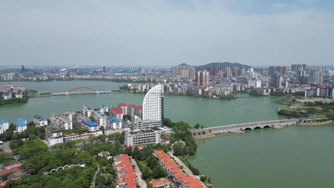 航拍湖北鄂州市公安局大楼