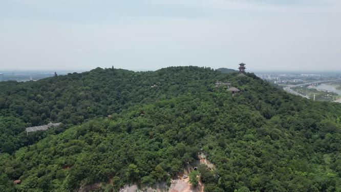 航拍湖北鄂州西山风景区4A景区