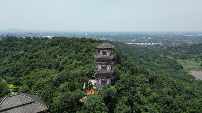 航拍湖北鄂州西山风景区武昌楼