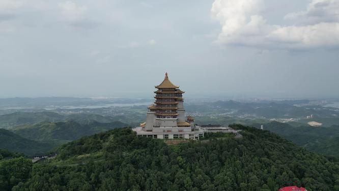 航拍湖北黄石东方山风景区东昌阁