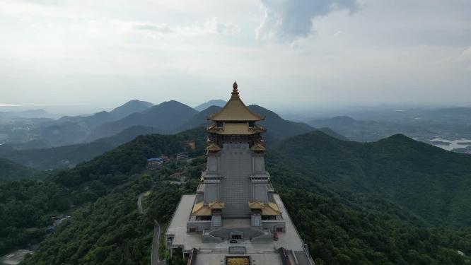 航拍湖北黄石东方山风景区东昌阁