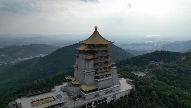 航拍湖北黄石东方山风景区东昌阁