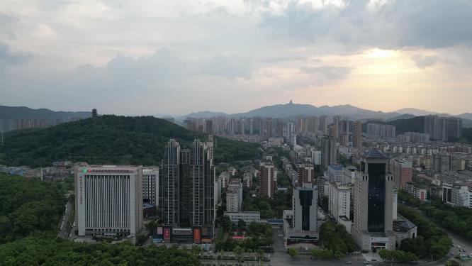 航拍湖北黄石城市建设黄石大景