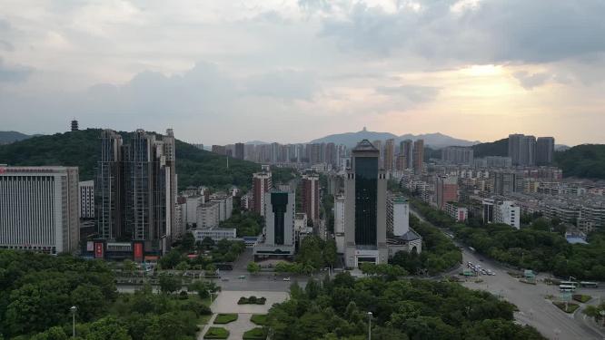 航拍湖北黄石城市建设黄石大景