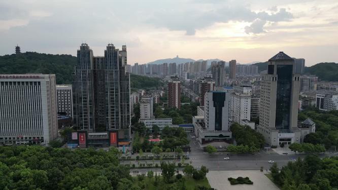 航拍湖北黄石城市建设黄石大景