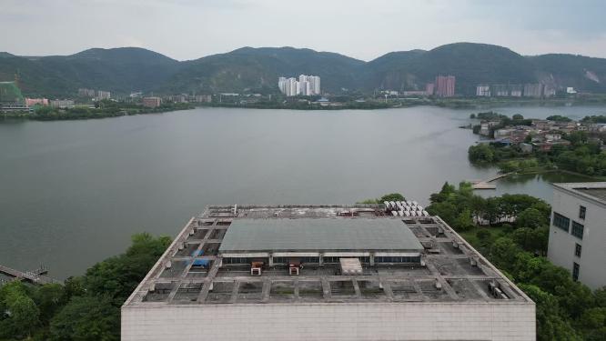 航拍湖北黄石市图书馆