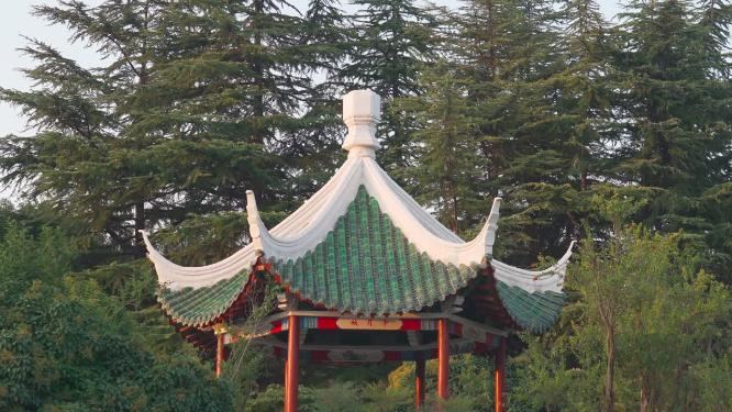 晴天古建筑凉亭特写