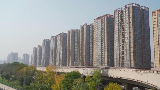 城市河流两岸4k风景视频
