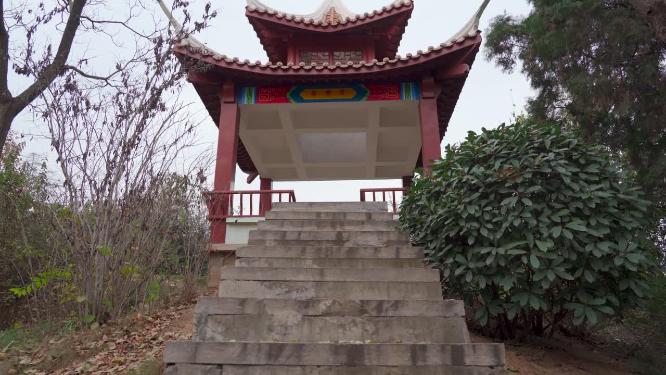 初冬公园凉亭特写
