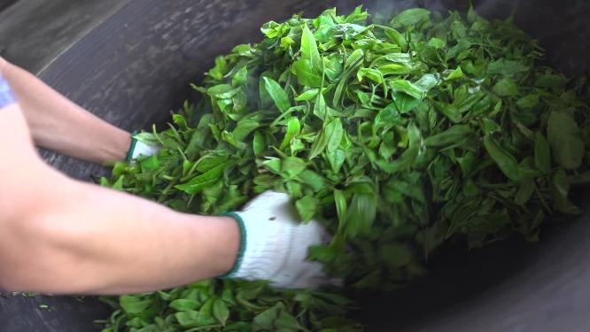 手工炒茶实拍视频