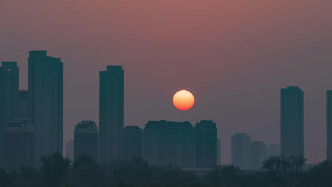 城市日出延时
