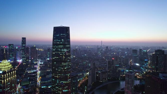 航拍天津环球金融中心夜景