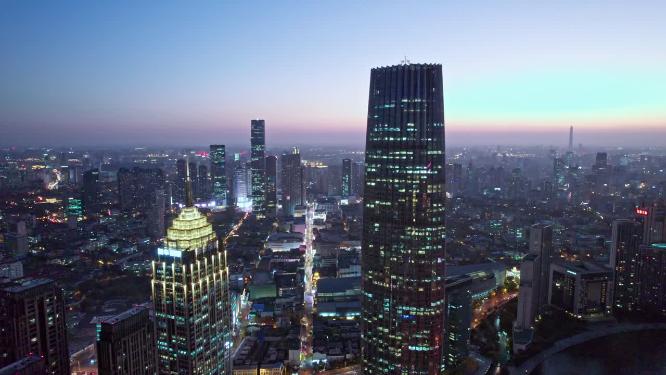 航拍天津环球金融中心夜景