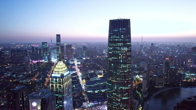 航拍天津环球金融中心夜景