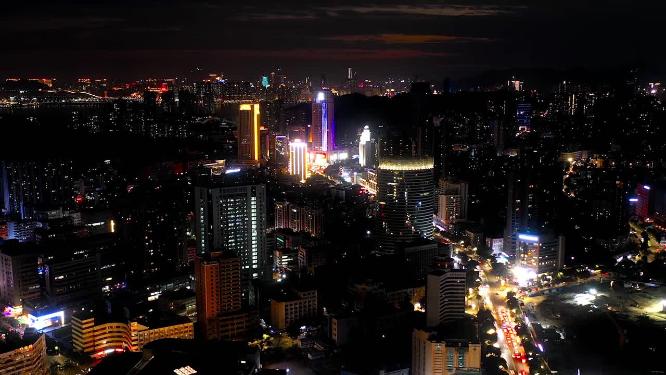 珠海航拍情侣路城市夜景