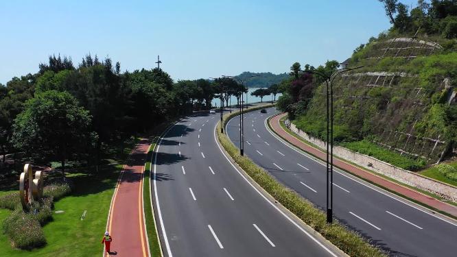 航拍珠海城市道路一角