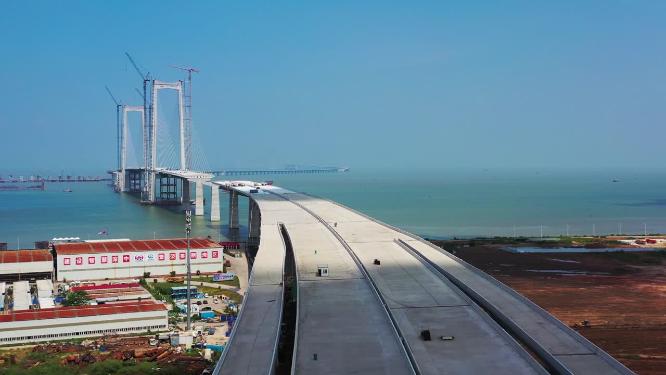 航拍空镜在建深中大桥
