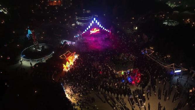 西安乐华城跨年航拍跨年演出兔年倒计时航拍