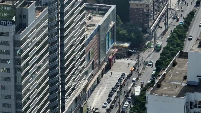 新兴广场西安商圈航拍西安城市建设西安地标