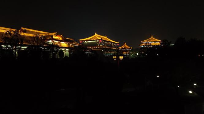 W酒店夜景航拍曲江南湖合集城市中秋夜景